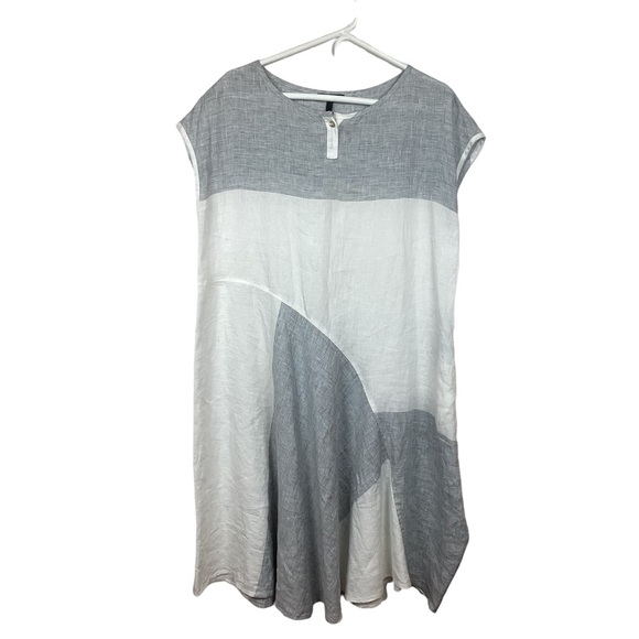 Oska Dresses & Skirts - OSKA Linen Midi Dress White Gray #510